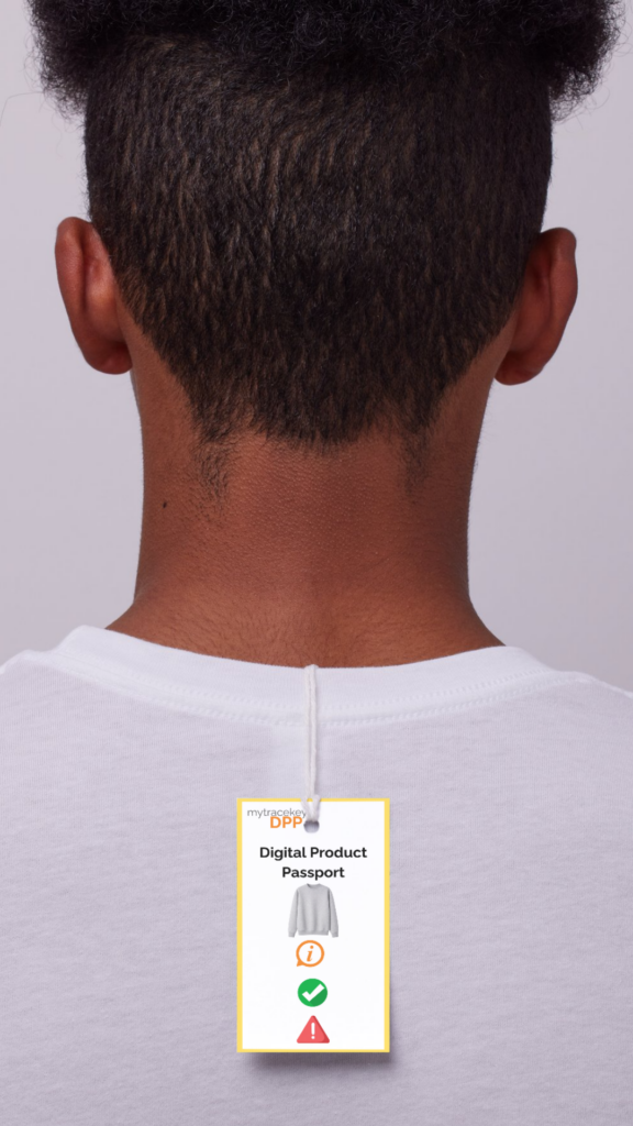 DPP tag hanging on the back of a person.